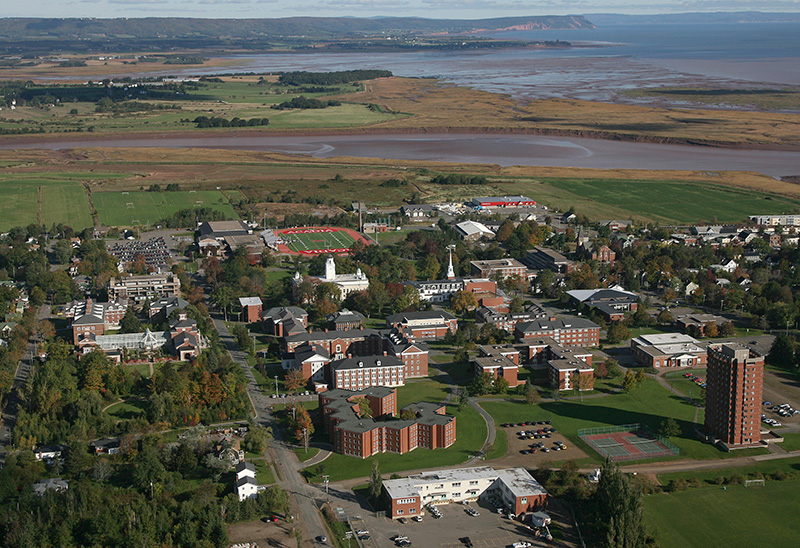 Aerial view of the Acadia University campus